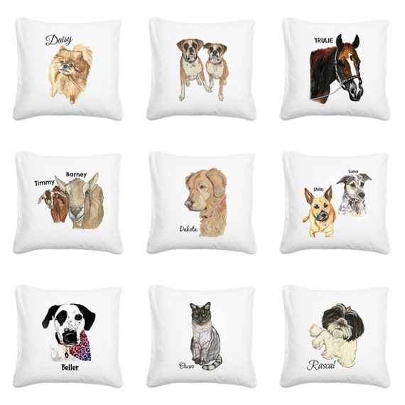 Custom Pet Portrait Cushion Cover. Pet portrait pillow cover. Etsy