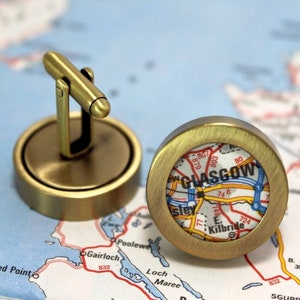 Personalized Map Cufflinks, Atlanta Georgia Real Vintage Map Cuff Links, Brass Cufflinks, Bronze, Anniversary Cufflinks, For Him Valentines