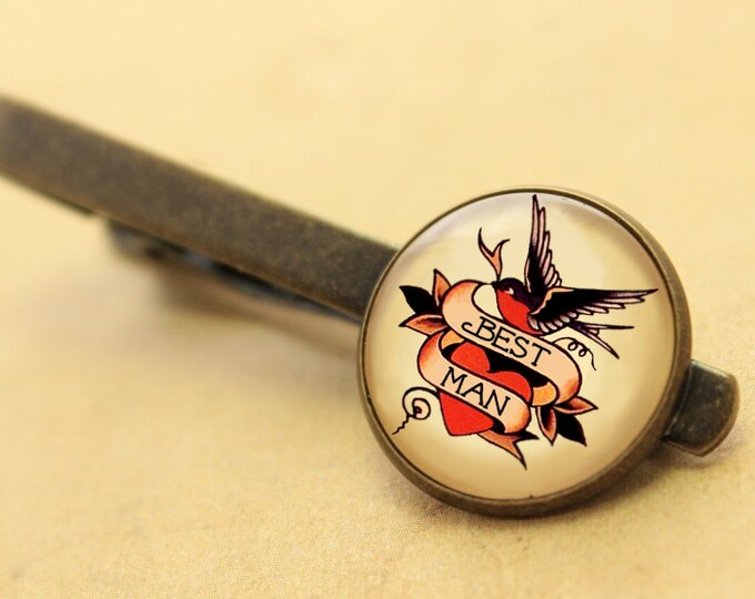 Best Man Tie Clip Wedding Tie Bar Sailor Jerry Swallow Etsy