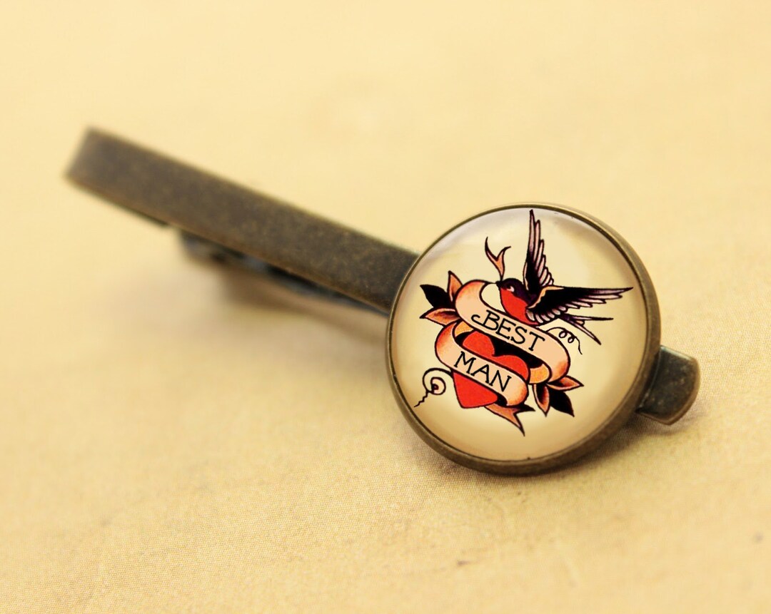 Best Man Tie Clip Wedding Tie Bar Sailor Jerry Swallow Etsy