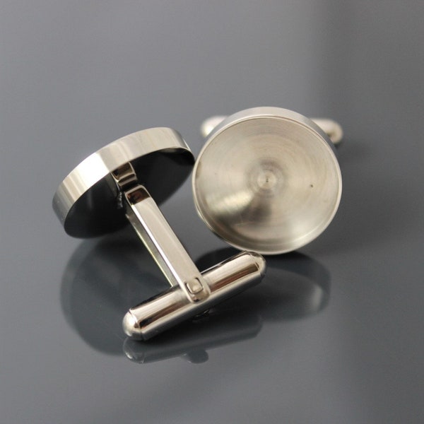 Stainless Steel Cufflink Blanks, Cuff Links, Silver Cufflinks, 16mm Cufflinks, Cufflink Settings UK