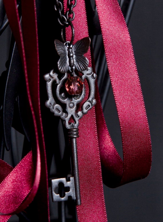 Items similar to Steampunk Butterfly Key Necklace Victorian Antique