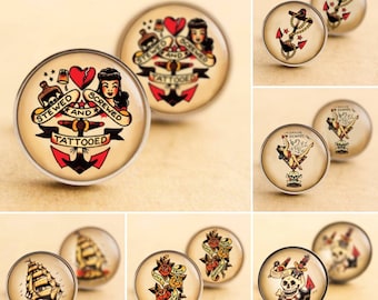 Best Man Cufflinks, Wedding Cufflinks, Sailor Jerry, Swallow Tattoo Cufflinks, Rockabilly Cufflinks, Groomsman