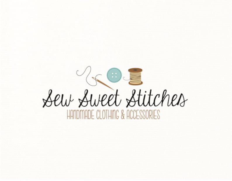 Sewing Logo Button Thread Needle String Sew Logo Design 420 Etsy