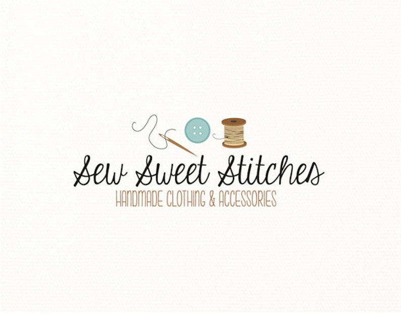 Sewing Logo Button Thread Needle String Sew Logo Design 420 Etsy