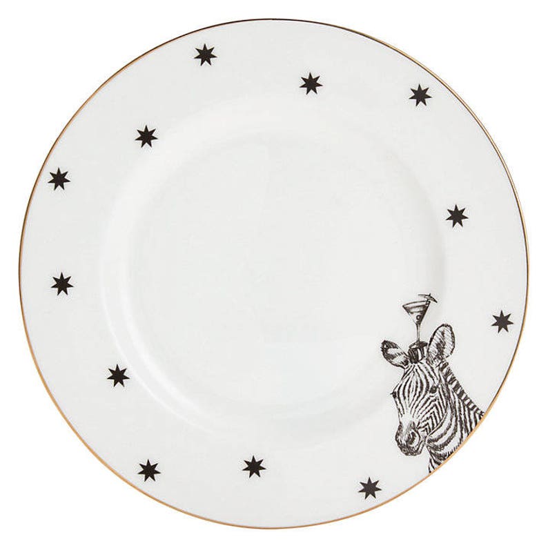 Monochrome Zebras And Cocktails Side Plate Dia.16cm