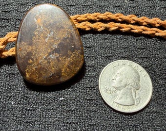 Tiger Iron Pendant, Polished Freeform Stone with Golden Chatoyant Edge