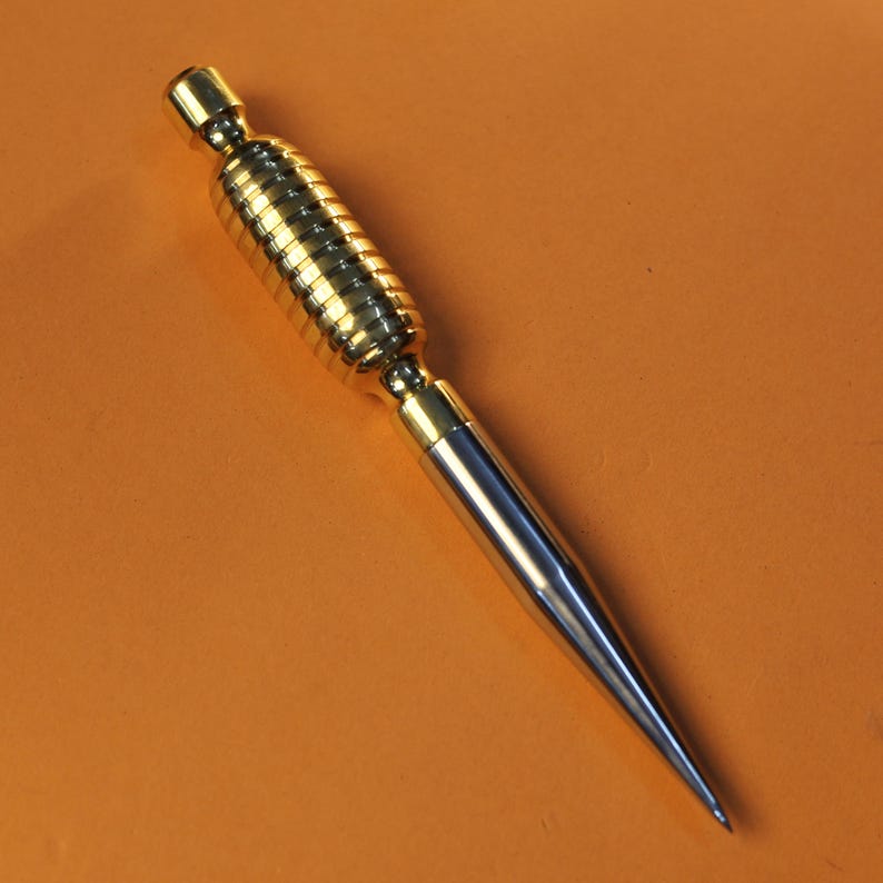 Tapered Rope End 21cm Brass and SS304 Marlin Spike With Ribbed Grip, Long Rope Splicing ...