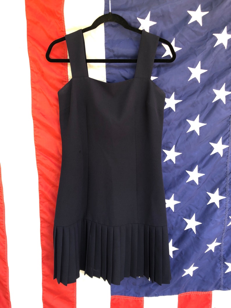 90s Navy Pleated Skirt Dress
