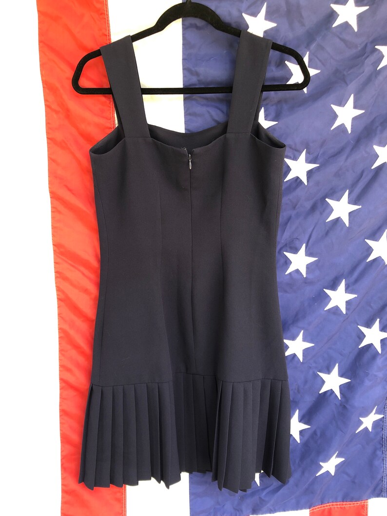 90s Navy Pleated Skirt Dress