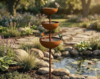 Metal Bird Bath Garden Stake, Decorative Bird Feeder Water Bowl, Outdoor Garden Decor, Backyard Bird Bath, Yard Art, Wildlife Garden Accent