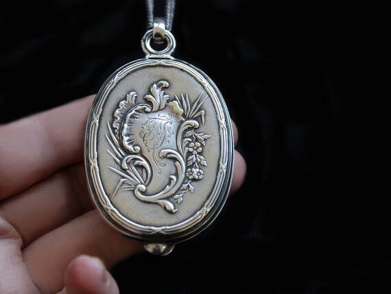 Antique French Silver Slide  Pendant Necklace w S… - image 4