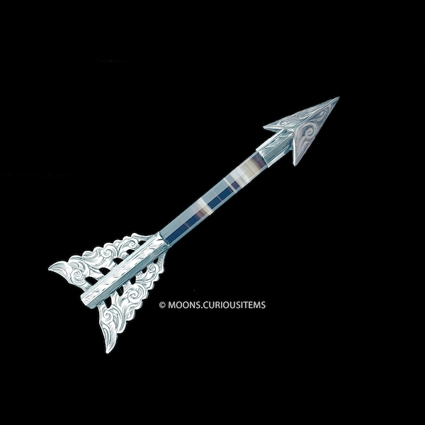 Victorian Banded Agate Scottish  Arrow-  Sterling Silver Brooch