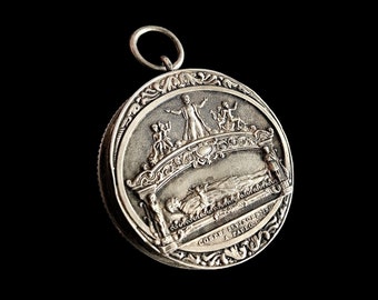 Antique French Sterling Silver Reliquary Locket - St Vincent de Paul
