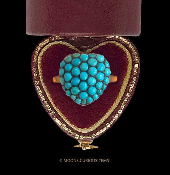 Victorian Pavé Turquoise Heart Ring -Turquoise & G