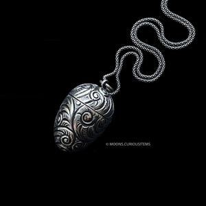 Victorian Silver Egg Locket-Container-Thimble Holder-Sterling Silver