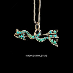 Antique Turquoise & Silver Arrow Pendant-Persian Turquoise