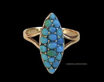 Victorian Pavé Turquoise Ring -Marquise Shape