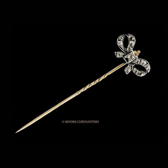 Georgian Diamond Paste Stickpin-Bow-Early 1800's