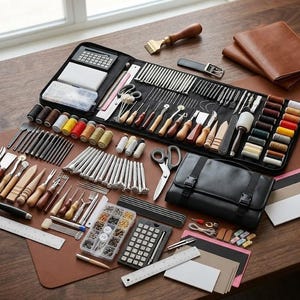 Kit profesional de herramientas para cuero de 80 o 160 piezas con bolsa de almacenamiento para tallado, estampado y costura.