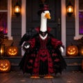 Halloween Vampire Goose Decor, 23 Inch Gothic Goose with Raven, Spooky Indoor or Covered Porch Decoration, Goose Lover Gift product logo