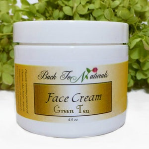 Green Tea Face Cream - Natural Face Cream with Organic Evening Primrose - Homemade Organic Face Cream