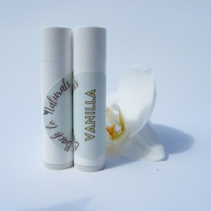 Natural Organic Lip Balm - Vanilla Cocoa Butter Lip Balm - Homemade Organic Shea Butter lip balm party favors with Personalized Labels