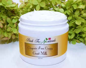 Organic Face Cream - Homemade Goat Milk Face Cream, Paraben Free - Natural Face Cream with Rose Essential Oil or Choose Your Scent