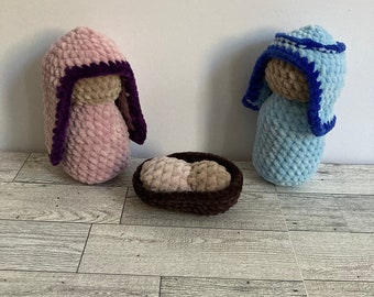 Handmade crochet nativity set