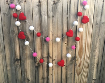 Valentines,Love,be Mine, Valentines day, Birthday Felt Ball Garland, Pom Pom Garland, Nursery Decor, Bunting Banner, Party Decor, Baby Showe