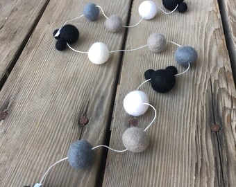 Christmas,Disney, Mickey Minnie Mouse, Birthday Felt Ball Garland, Pom Pom Garland, Nursery Decor, Bunting Banner, Party Decor, Baby Shower