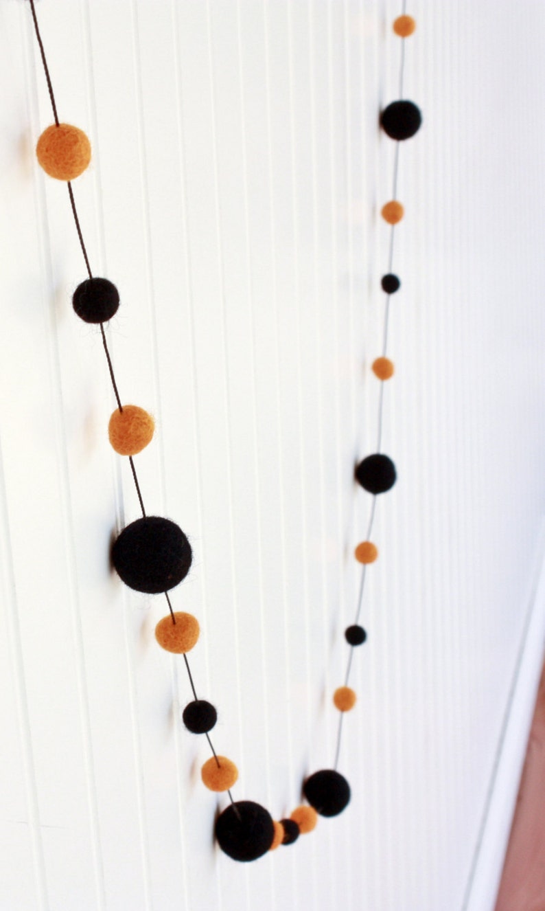 Halloween Felt Ball Garland Mixed Size Felt Ballsfelt Ball Etsy