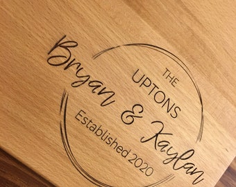 Custom family name, Custom cutting board, wedding gift, fast shipping, house warming gift, cutting board, engraved cutting board