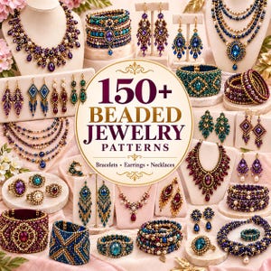 Beaded Jewelry Patterns Bundle - 150+ Gemstone Bead Bracelet, Crystal Earring & Silver Necklace Tutorials -
