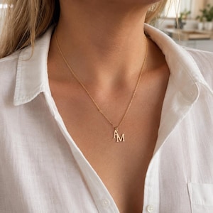 Custom Two Initial Necklace Dainty Stainless Steel Intertwined Letters Pendant Personalized 2 Initials Choker Waterproof Gift For Women