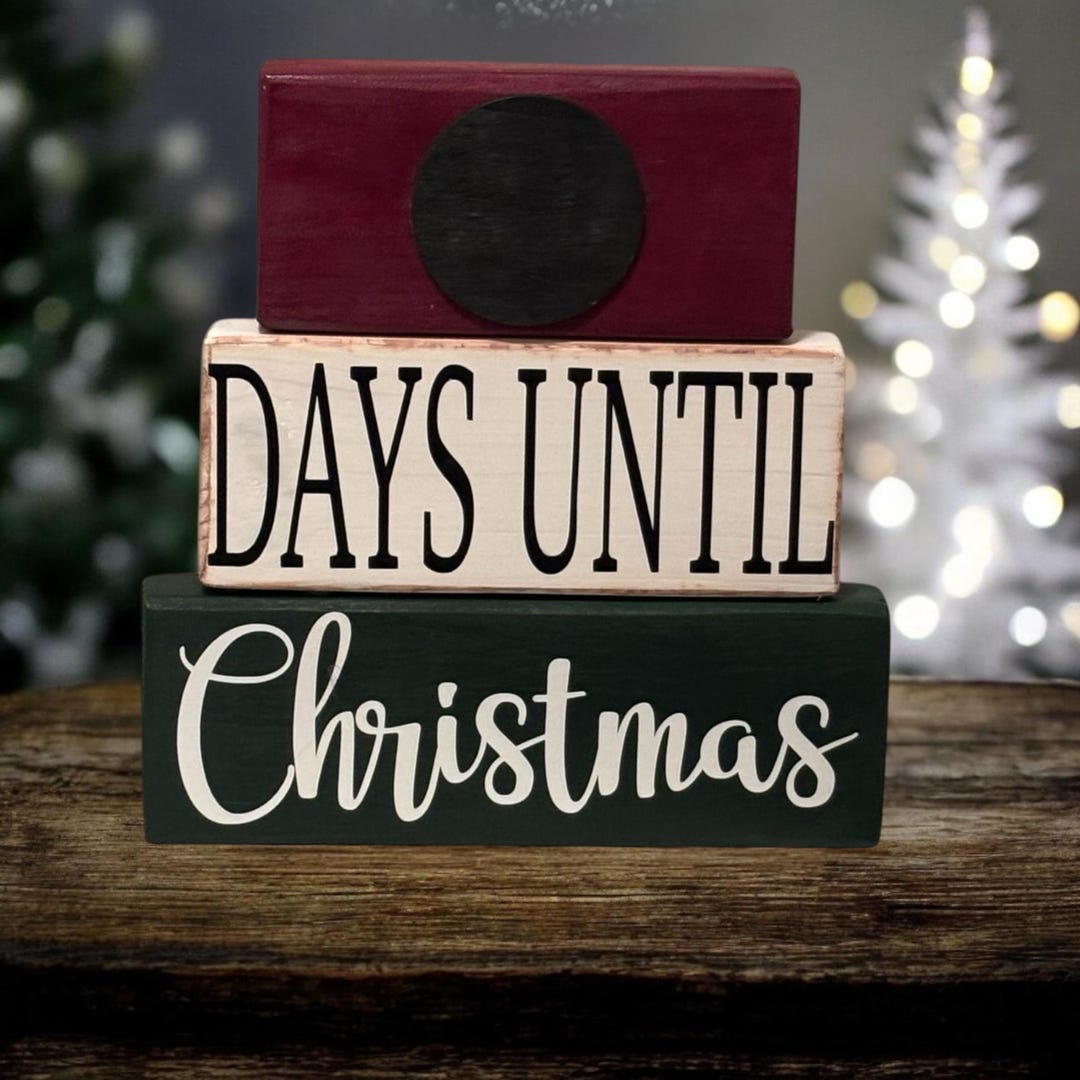 Chalkboard Christmas Countdown Wood Blocks, Holiday Decor - Etsy
