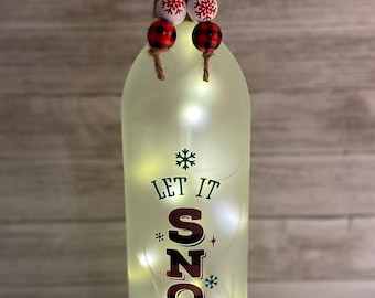 Christmas wine bottle with ferry lights