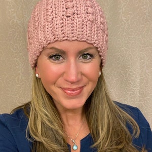 Winter hat with removable faux fur Pom