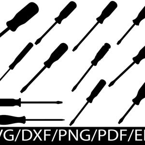 Screwdriver SVG Silhouette Bundle, Hand Tool Designs, Workshop Cut File