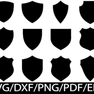 Sköld SVG Silhuett Bundle, Tom Heraldisk Sköld Former, Vapensköld Mall Klippfil
