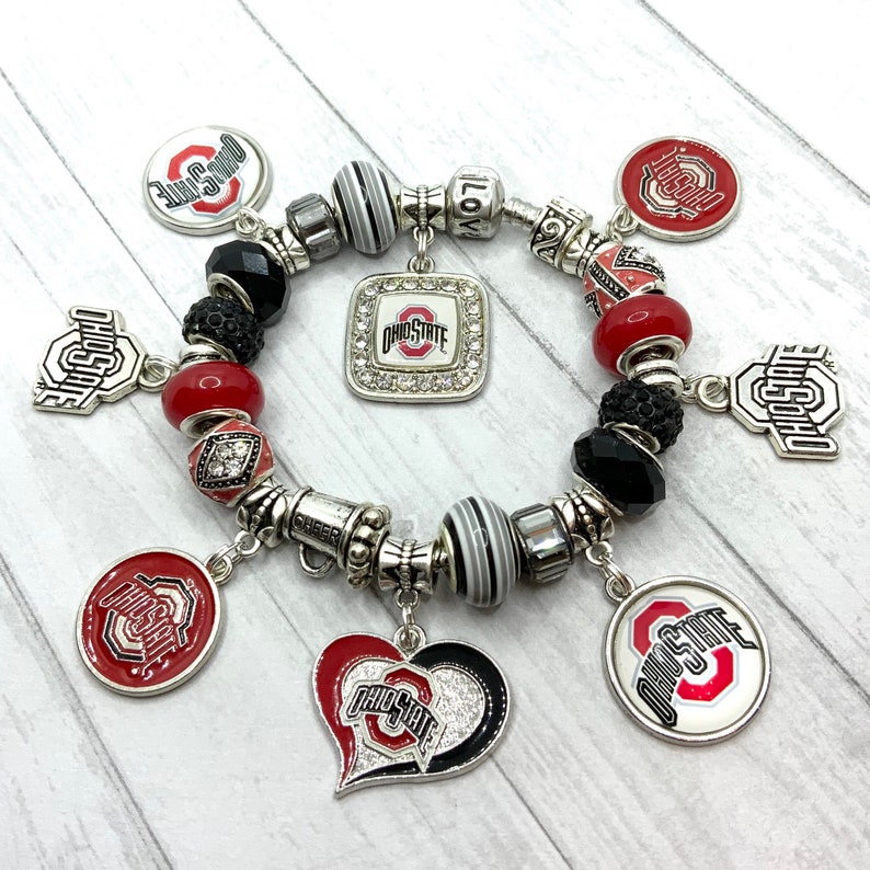 Authentic 925 PANDORA Bracelet with European Charms Ohio State Etsy