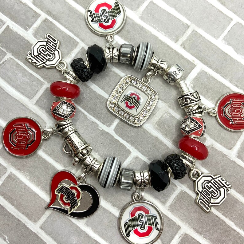 Authentic 925 PANDORA Bracelet with European Charms Ohio State Etsy