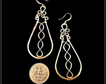 Hammered Brass Drop Earrings