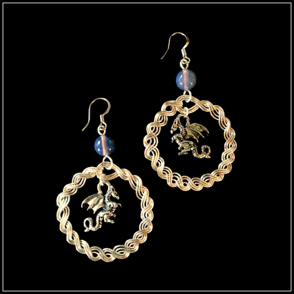 Silver Braided Dragon Hoops Etsy