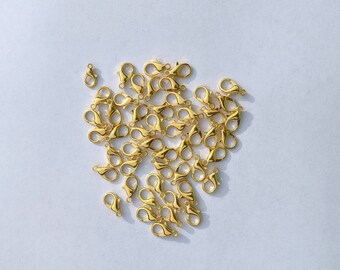 14mm Gold Plated Lobster Clasps (50), Shiny Bright Gold-tone Lobster Clasps