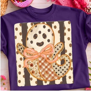 Boho Halloween Spöke PNG Patchwork Applikation Sublimering Gingham Spökkonst