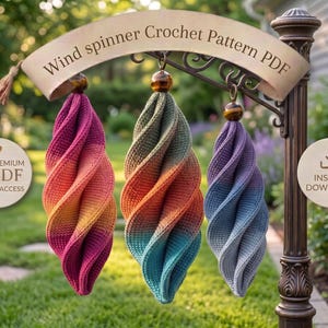 Crochet Wind Spinner Pattern PDF | 3D Spiral Garden Decor | Ombre Hanging Twister Ornament | Instant Digital Download