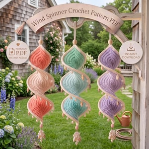 Häkelanleitung für ein Windspiel (PDF) | Boho-Stil für Wintergarten | Sommerliche Gartendeko mit Muscheln | Sofortiger Download