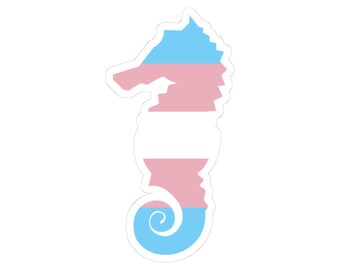 Transgender Flag Seahorse Sticker | Kiss-Cut Stickers
