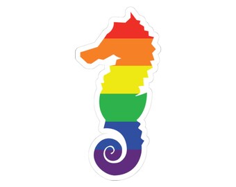 Rainbow Seahorse Kiss-Cut Stickers | LGBTQ Pride Vinyl Sticker